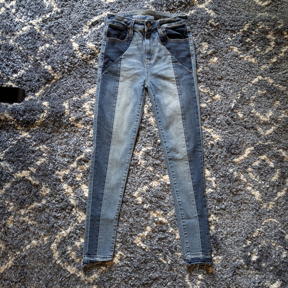 American Eagle Super Stretch Hi-Rise Jegging Crop Two Tone, Size 2